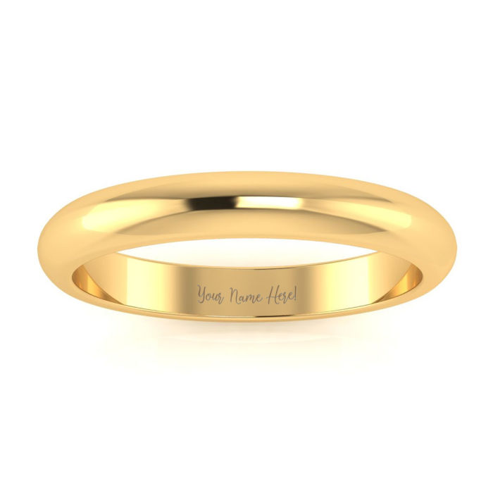 14K Yellow Gold 3MM Heavy Ladies and Mens Wedding Band, Size 14